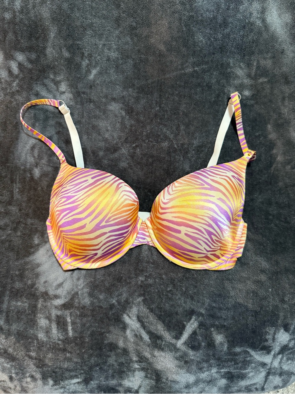 Victoria's Secret Pink & Yellow Zebra Print Underwire Bra